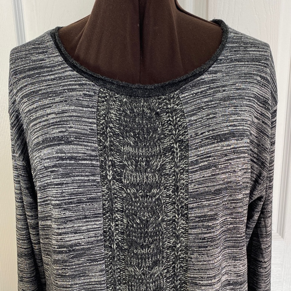 2 for $25 - Addition Elle Tunic Top w Cable Knit Panel, 1X Plus, XL, 14, 16